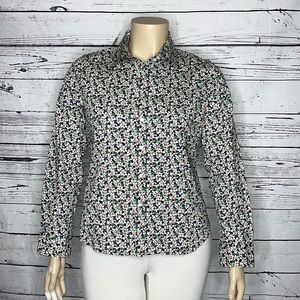 Talbots Petites NWT Size 16P Ditsy Floral Print Stretch Button Down Shirt Top